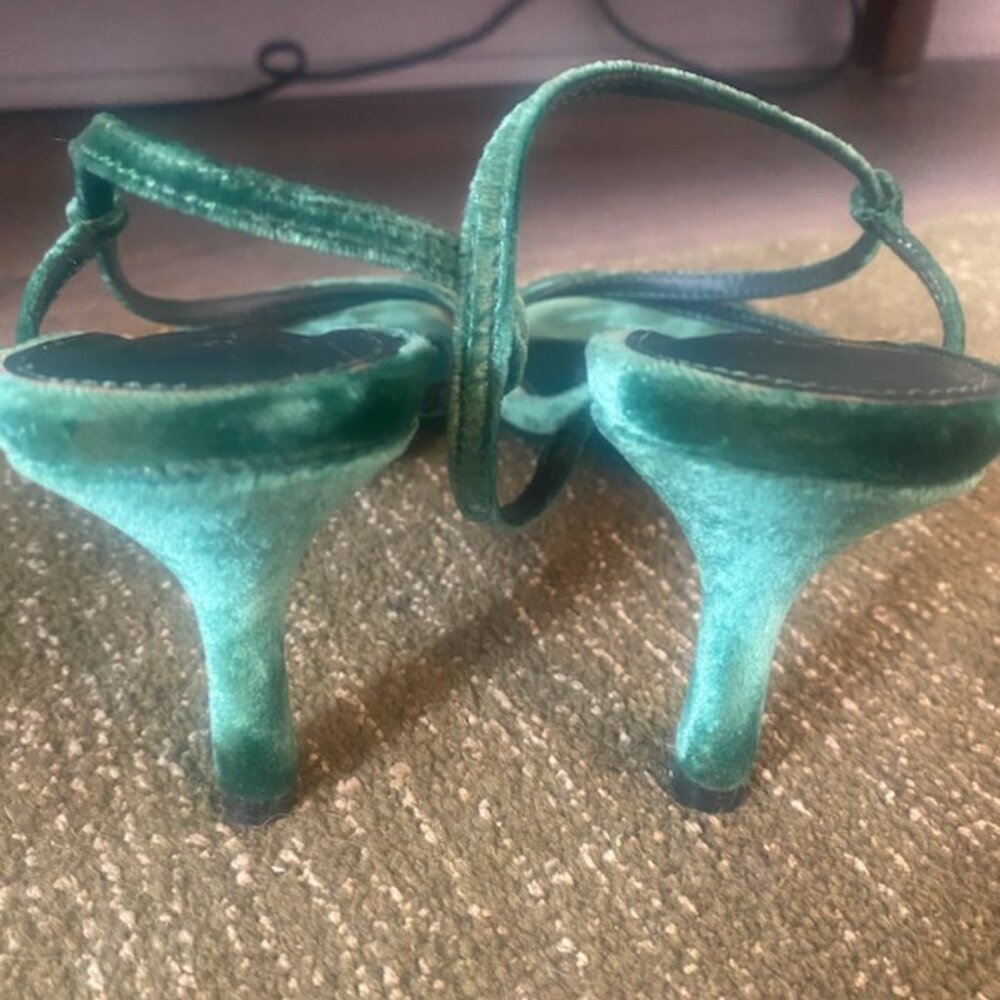 Reformation Green Velvet Heeled Sandal (Marylou) - Picture 4 of 6
